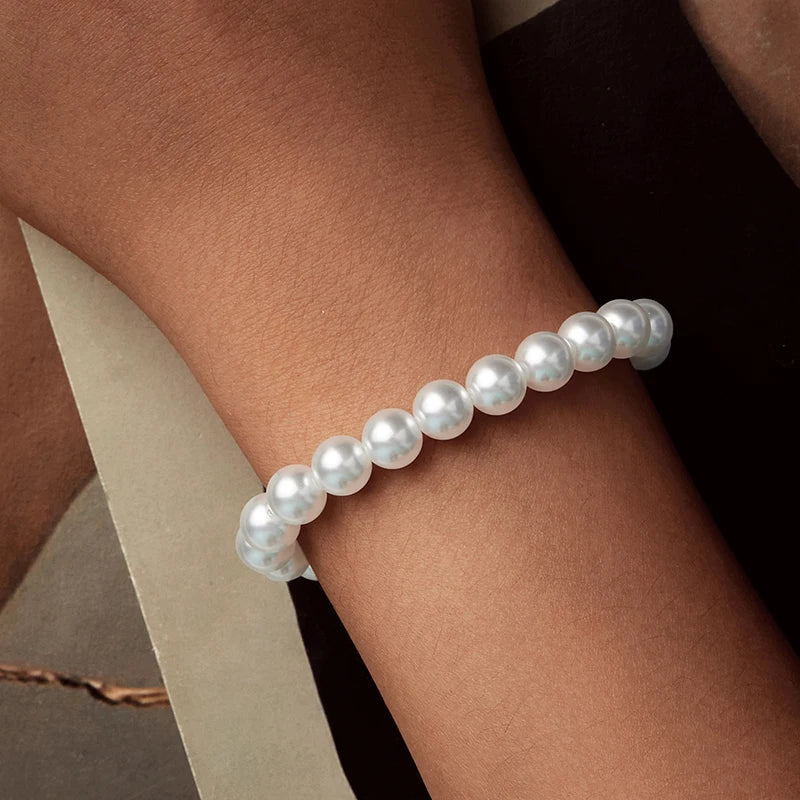 Bracelet Perles de Coquillage 8mm en Argent 925