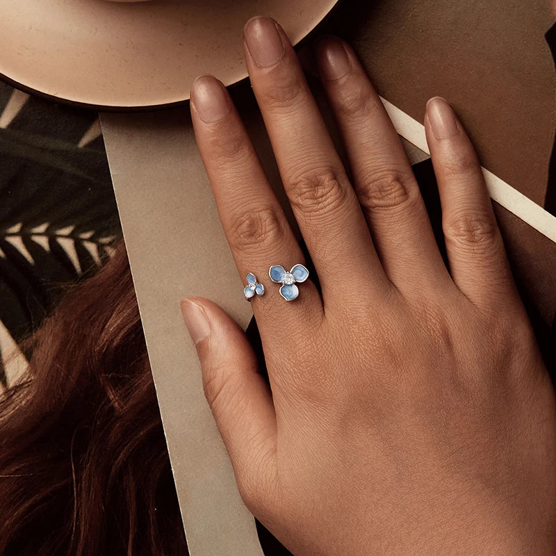 Bague Fleur Bleue en Argent 925