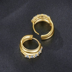 Créoles Double Rang Moissanite en Argent 925 avec Certificat