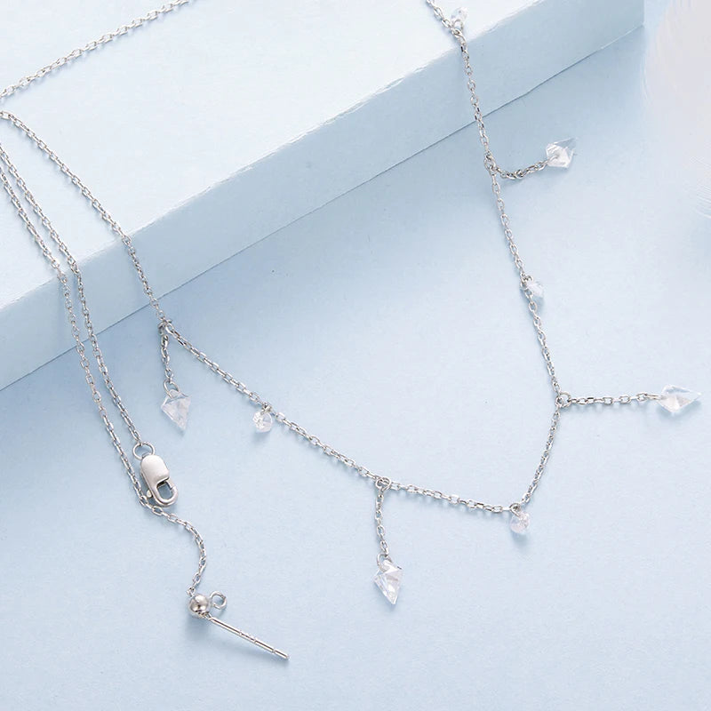 Collier Pendentif Zircon Dansant en Argent 925