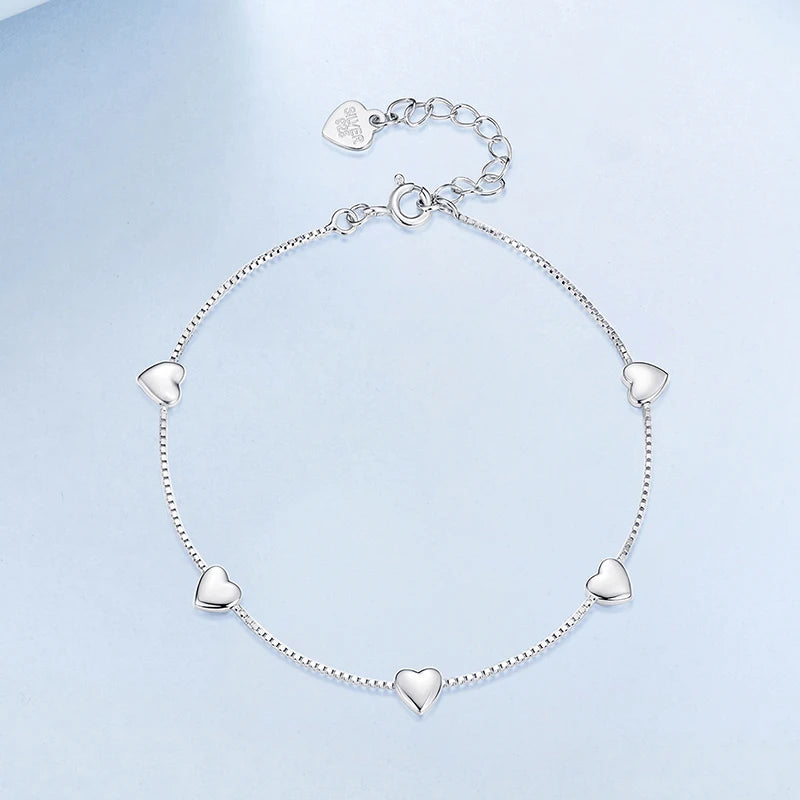 Bracelet Maillons Cœur en Argent 925