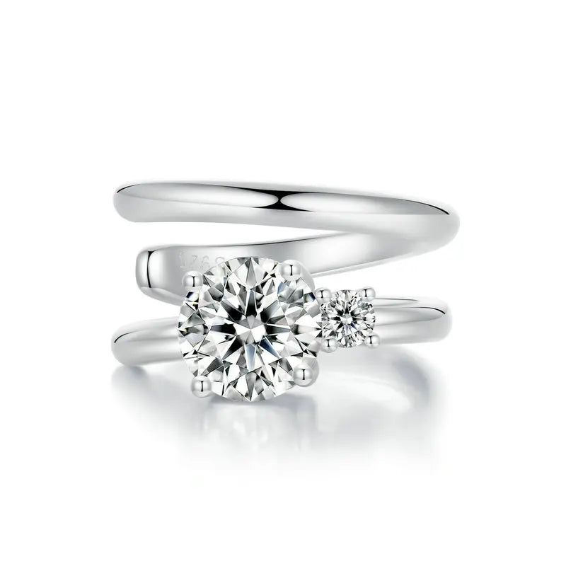 Boucle d'Oreille Cartilage Moissanite Double Rang en Argent 925 avec Certificat