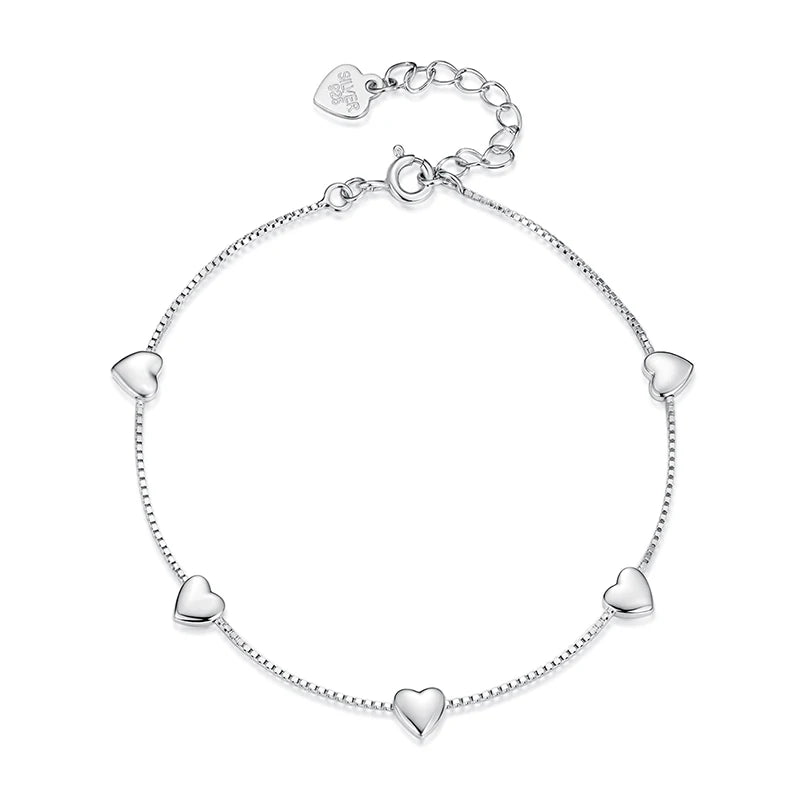 Bracelet Maillons Cœur en Argent 925