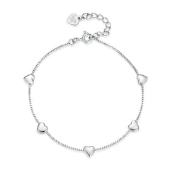 Bracelet Maillons Cœur en Argent 925