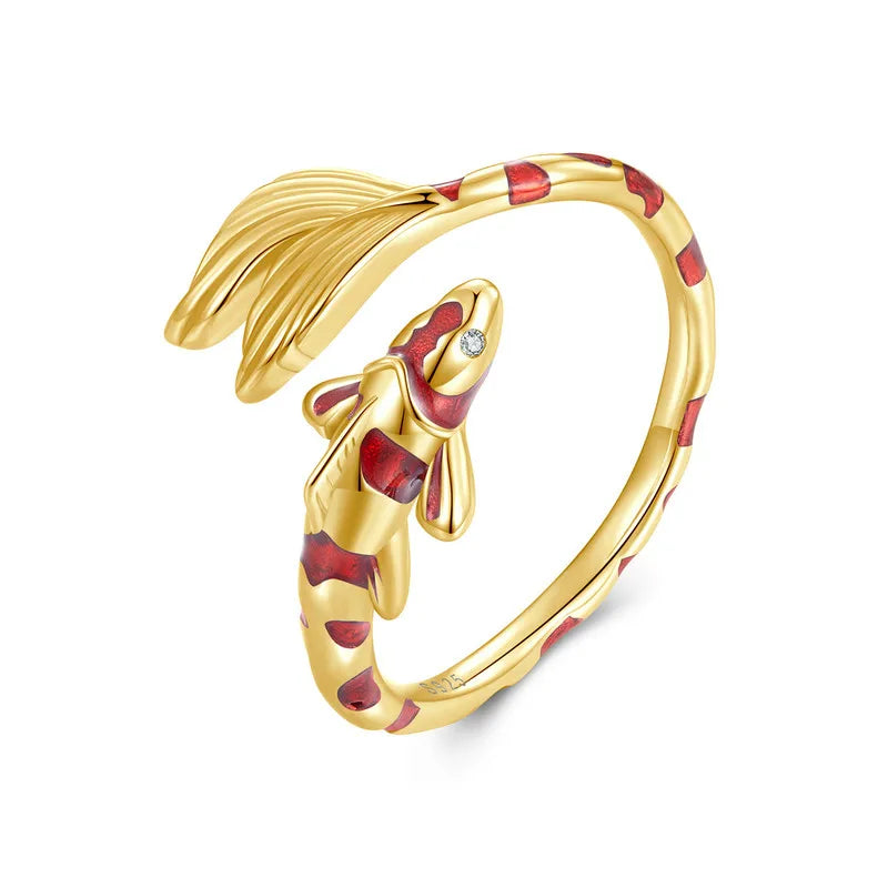 Bague Ajustable Poisson Koï en Argent 925
