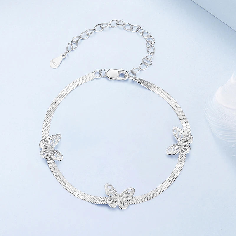 Bracelet à Breloque Papillon en Argent 925