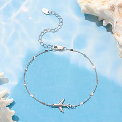 Bracelet Avion Voyage en Argent 925