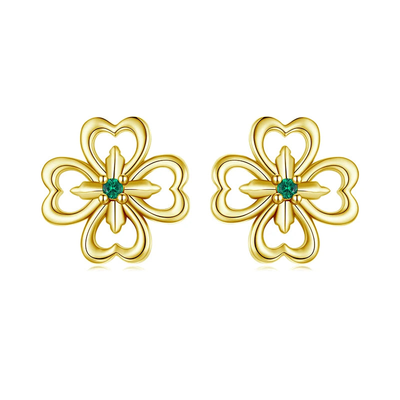 Boucles d'Oreilles Puces Trèfle en Argent 925