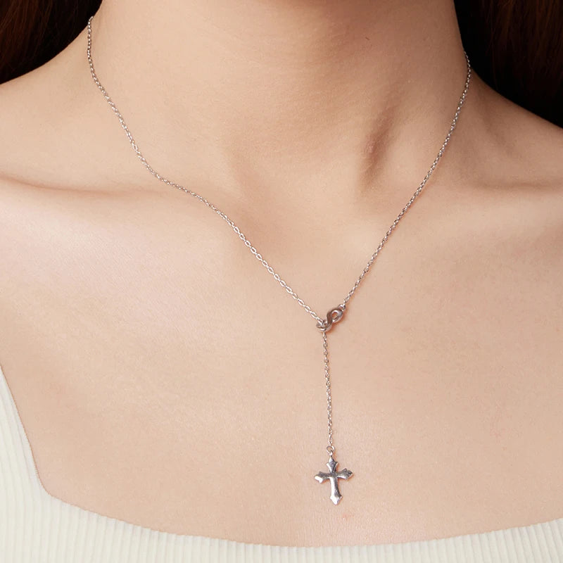 Collier en Y Croix Foi Éternelle en Argent 925
