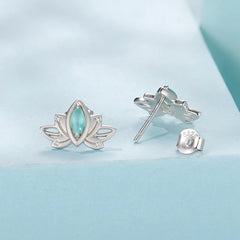 Boucles d'Oreilles Puces Fleur de Lotus en Argent 925