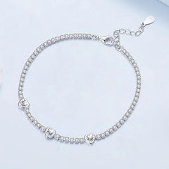 Bracelet Cœur Étincelant en Argent 925