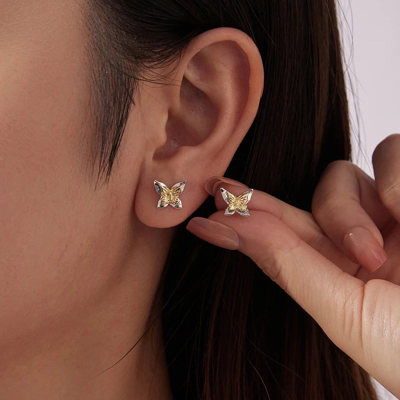 Boucles d'Oreilles Puces Papillon en Argent 925