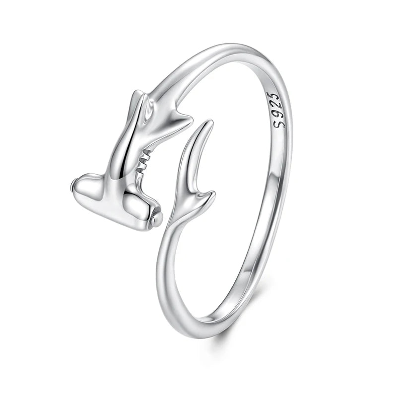 Bague Ajustable Requin-Marteau en Argent 925