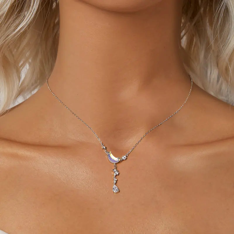 Collier Lune et Galaxie en Argent 925