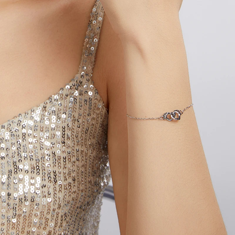 Bracelet Menottes Cœur en Argent 925