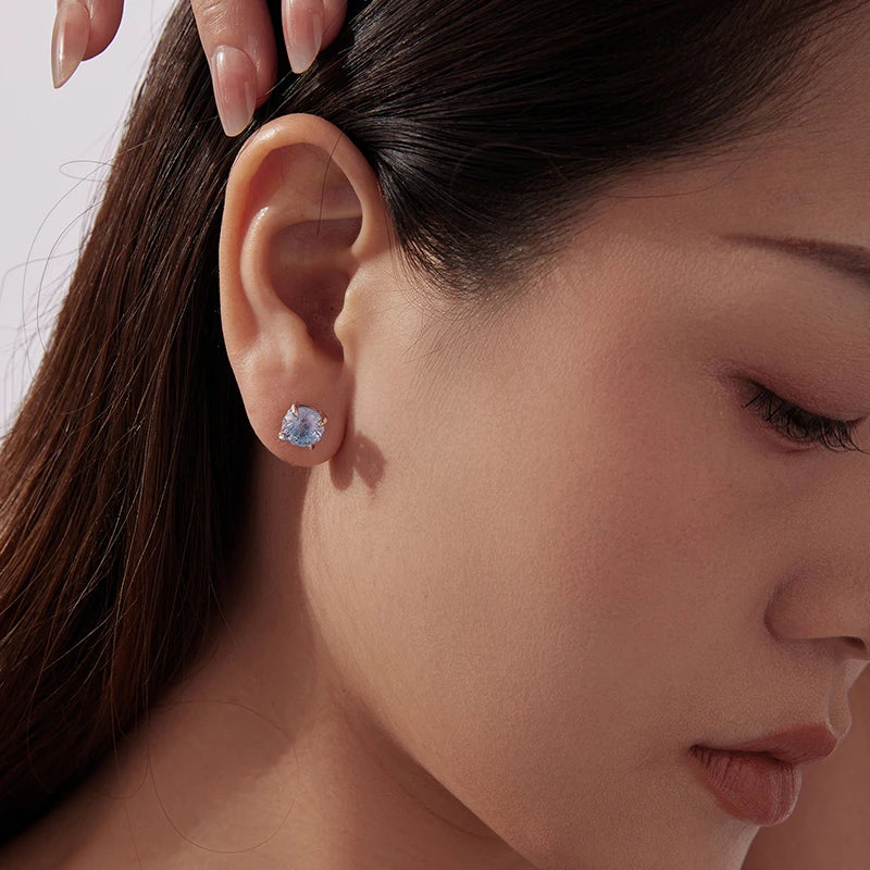 Boucles d'Oreilles Puces Pierre Feu d'Artifice en Argent 925