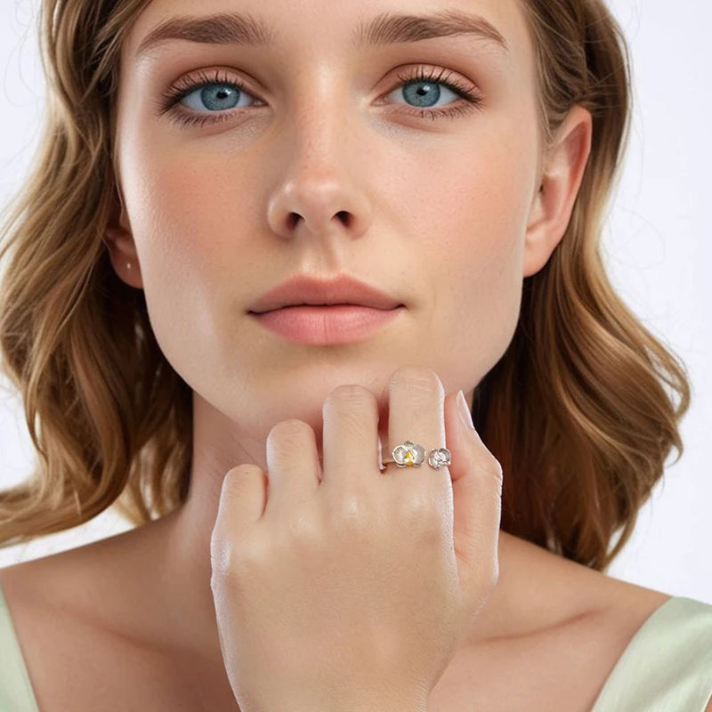 Bague Ajustable Orchidée Phalaenopsis en Argent 925