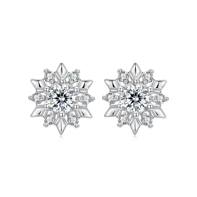 Boucles d'Oreilles Puces Fleur de Givre en Argent 925