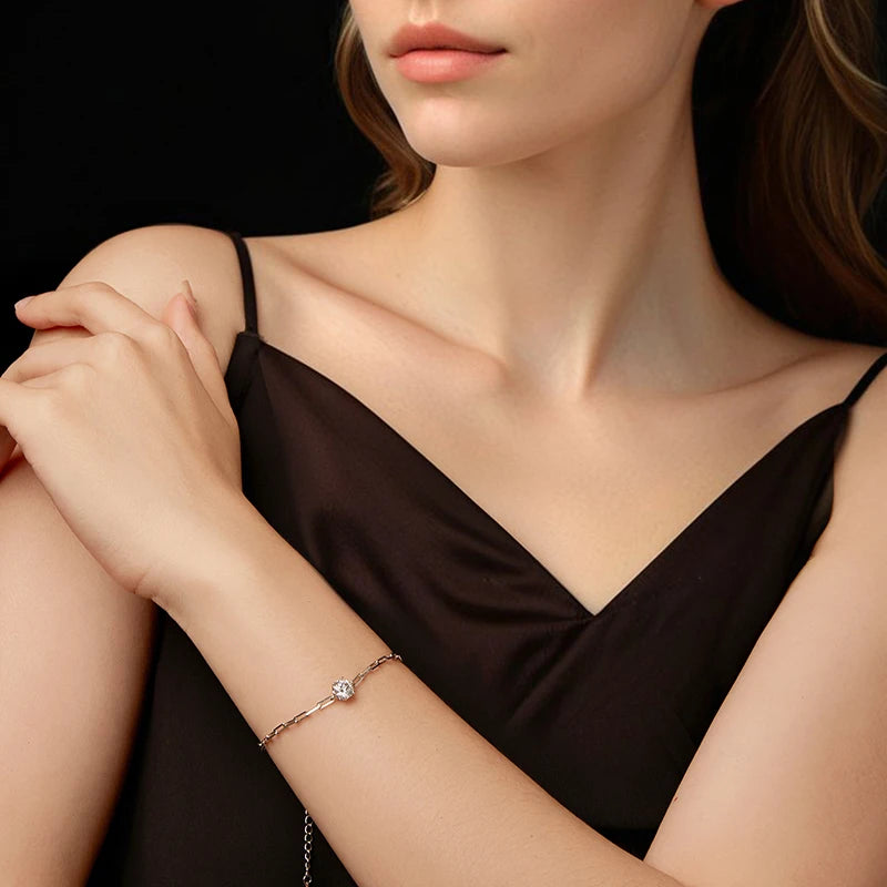 Bracelet Moissanite Étincelant en Argent 925 avec Certificat