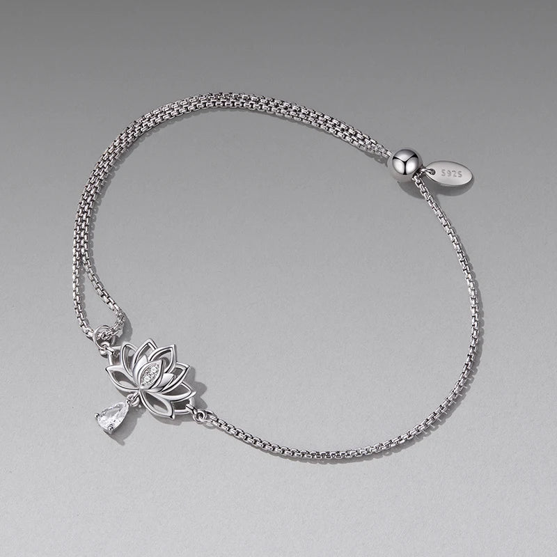 Bracelet Coulissant Fleur de Lotus en Argent 925