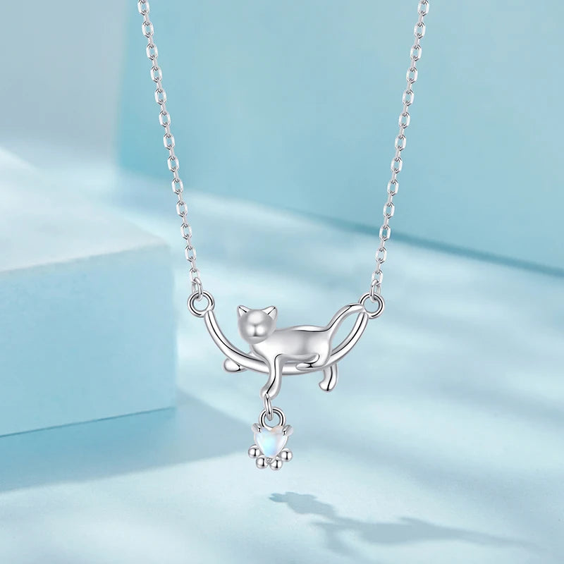 Collier Pendentif Chat en Argent 925
