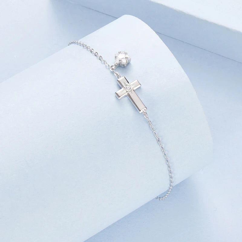 Bracelet Croix Lumière d'Étoile en Argent 925