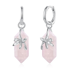 Créoles Fleur Quartz Rose en Argent 925