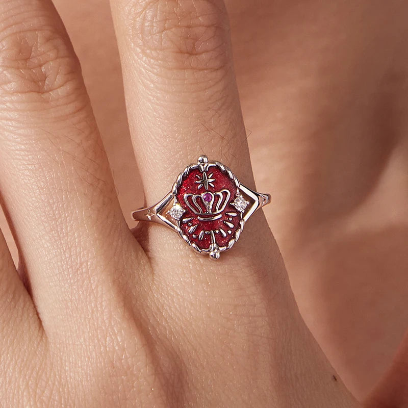 Bague Ajustable Carte de Tarot Reine en Argent 925