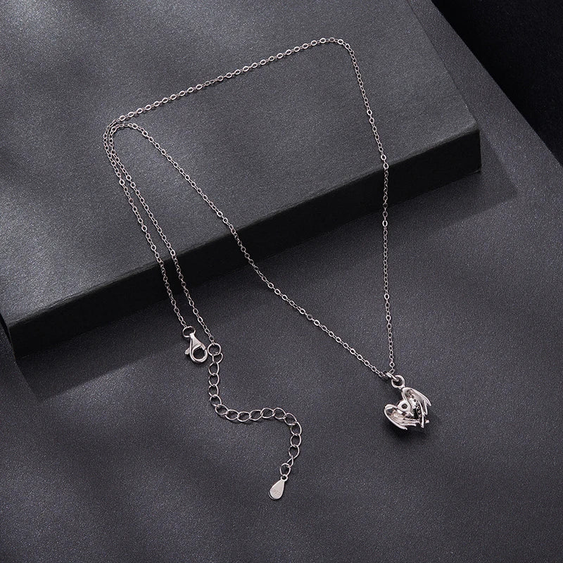Collier Cœur Ailé Moissanite 0,5ct en Argent 925 avec Certificat