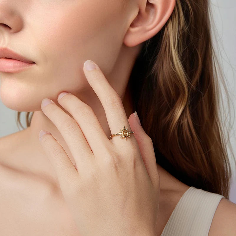 Bague Ajustable Soleil en Argent 925