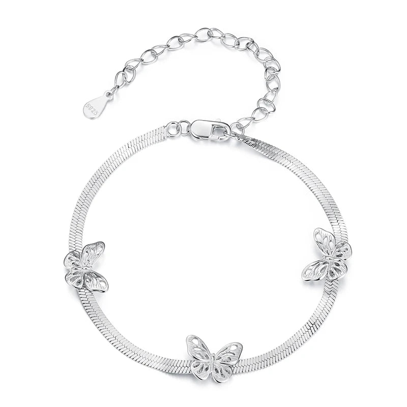 Bracelet à Breloque Papillon en Argent 925