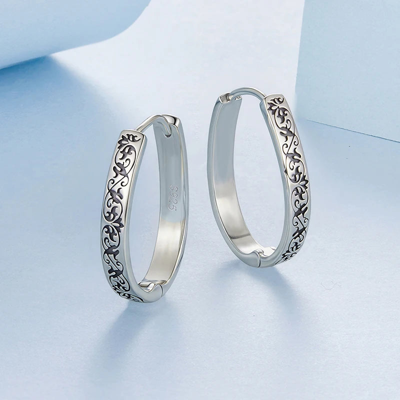 Créoles Motif Vintage en Argent 925