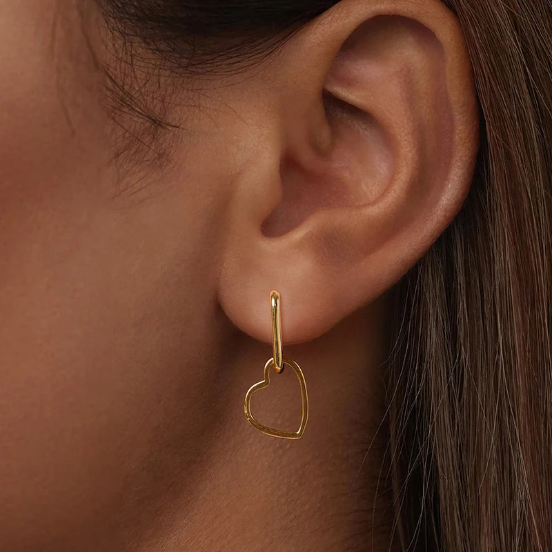Créoles en U Pendentif Cœur Ajouré en Argent 925