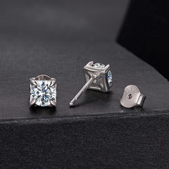 Boucles d'Oreilles Puces Moissanite Taille Carrée 0,5ct en Argent 925