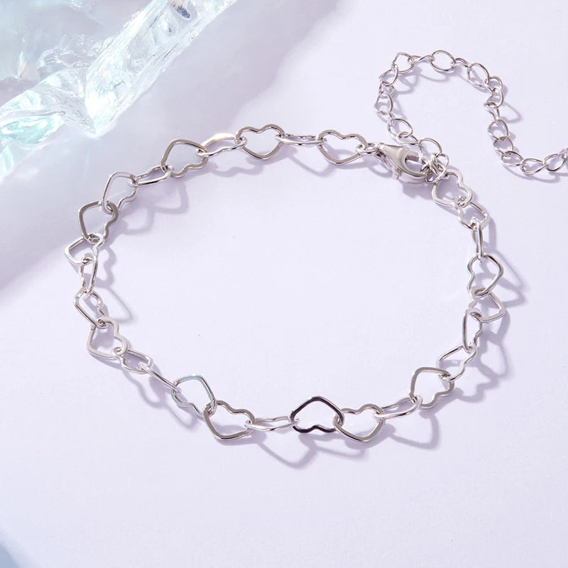 Bracelet à Breloque Cœur en Argent 925