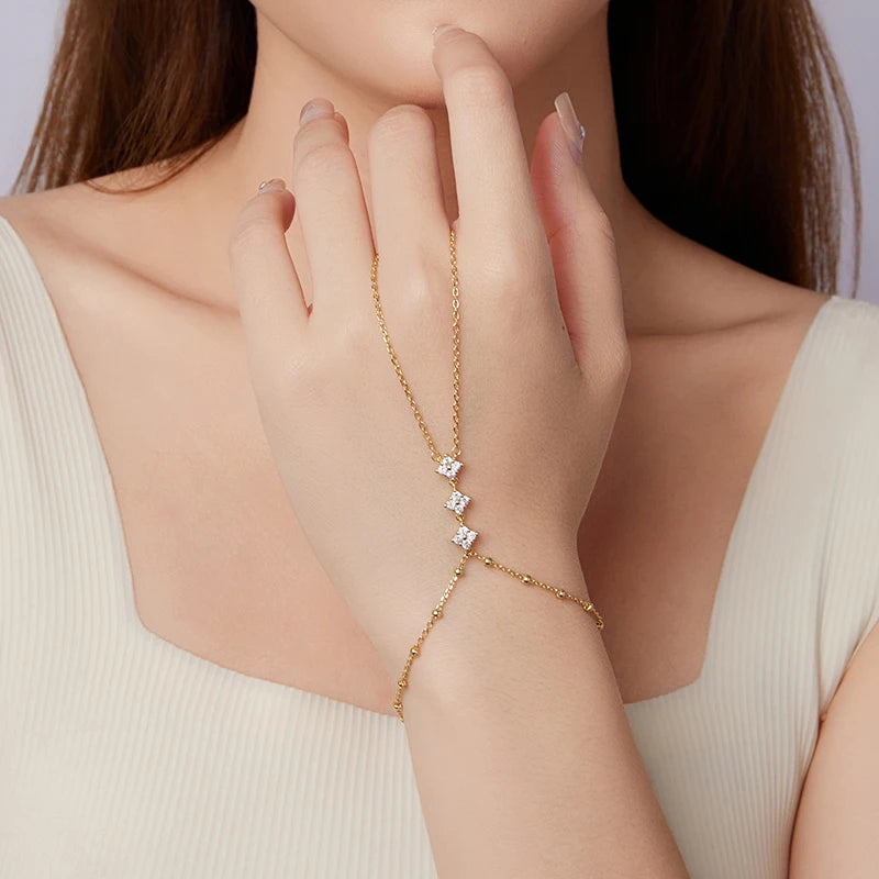 Bracelet Anneau Trèfle en Argent 925