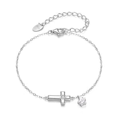 Bracelet Croix Lumière d'Étoile en Argent 925