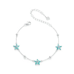 Bracelet Étoile de Mer Bleu-Vert en Argent 925