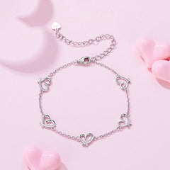 Bracelet Maillons Cœur en Argent 925