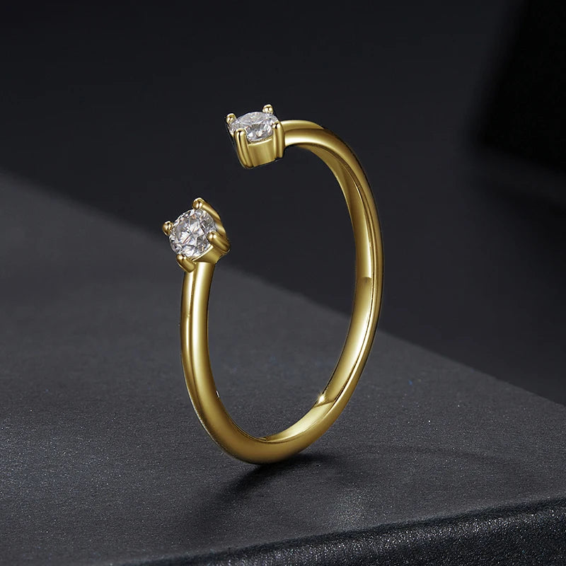 Bague Ajustable Moissanite Délicate en Argent 925 avec Certificat