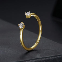 Bague Ajustable Moissanite Délicate en Argent 925 avec Certificat