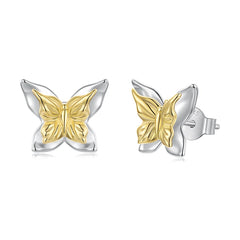 Boucles d'Oreilles Puces Papillon en Argent 925