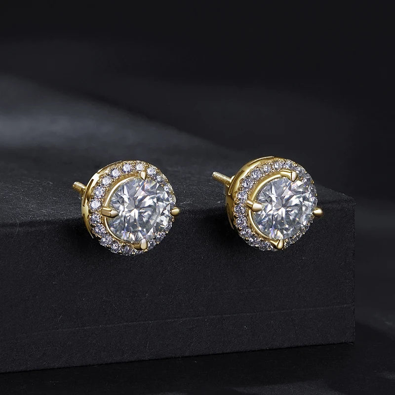 Boucles d'Oreilles Puces Moissanite 1ct en Argent 925 avec Certificats