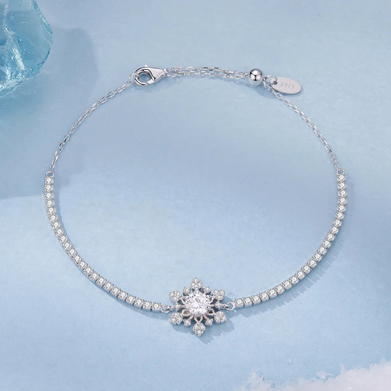 Bracelet Ajustable Fleur de Givre en Argent 925
