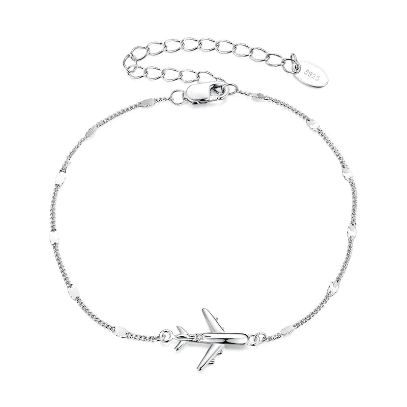 Bracelet Avion Voyage en Argent 925