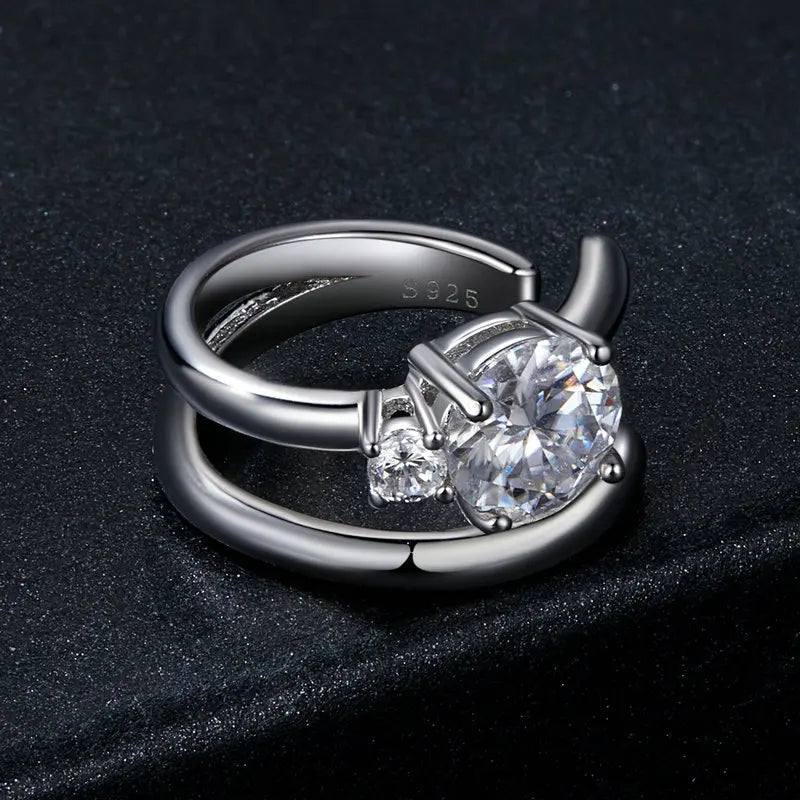Boucle d'Oreille Cartilage Moissanite Double Rang en Argent 925 avec Certificat