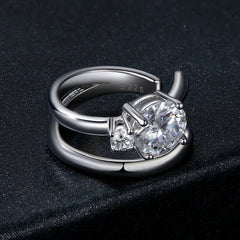 Boucle d'Oreille Cartilage Moissanite Double Rang en Argent 925 avec Certificat