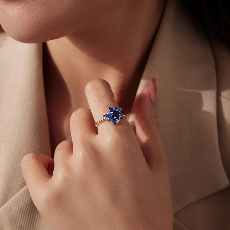 Bague Lotus Bleu en Argent 925