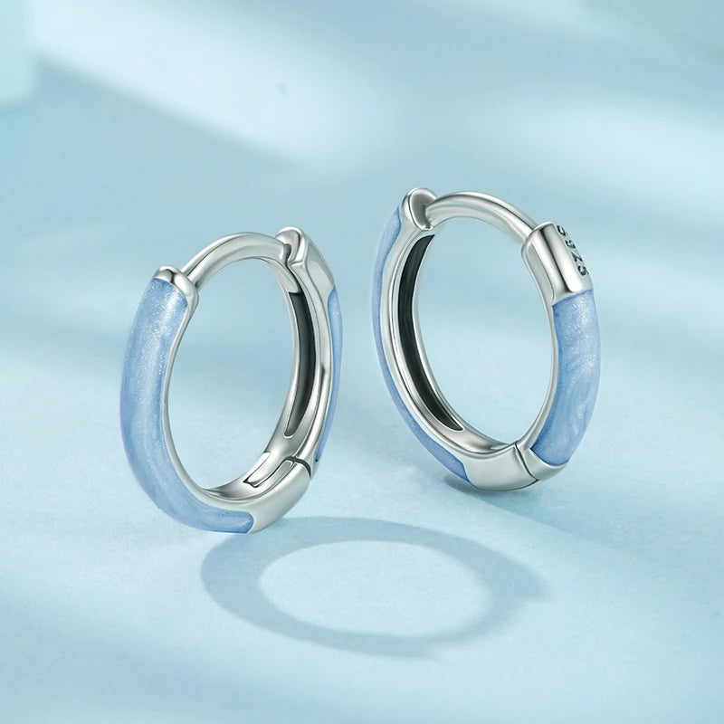 Créoles Anneau Bleu en Argent 925