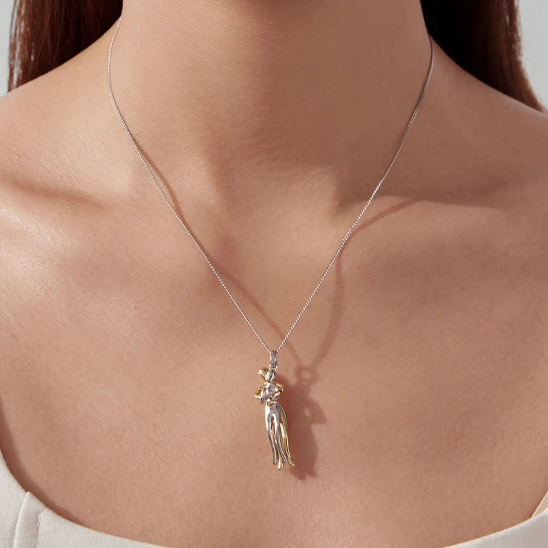 Collier de Couple Étreinte Amoureuse en Argent 925